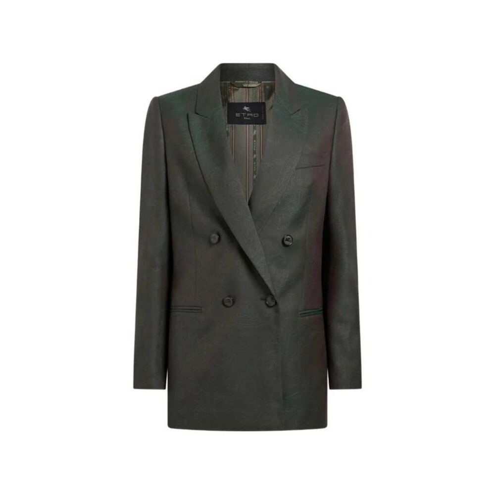 Etro Women Double-Breasted Wool Jacquard Jacket With Paisley Motif